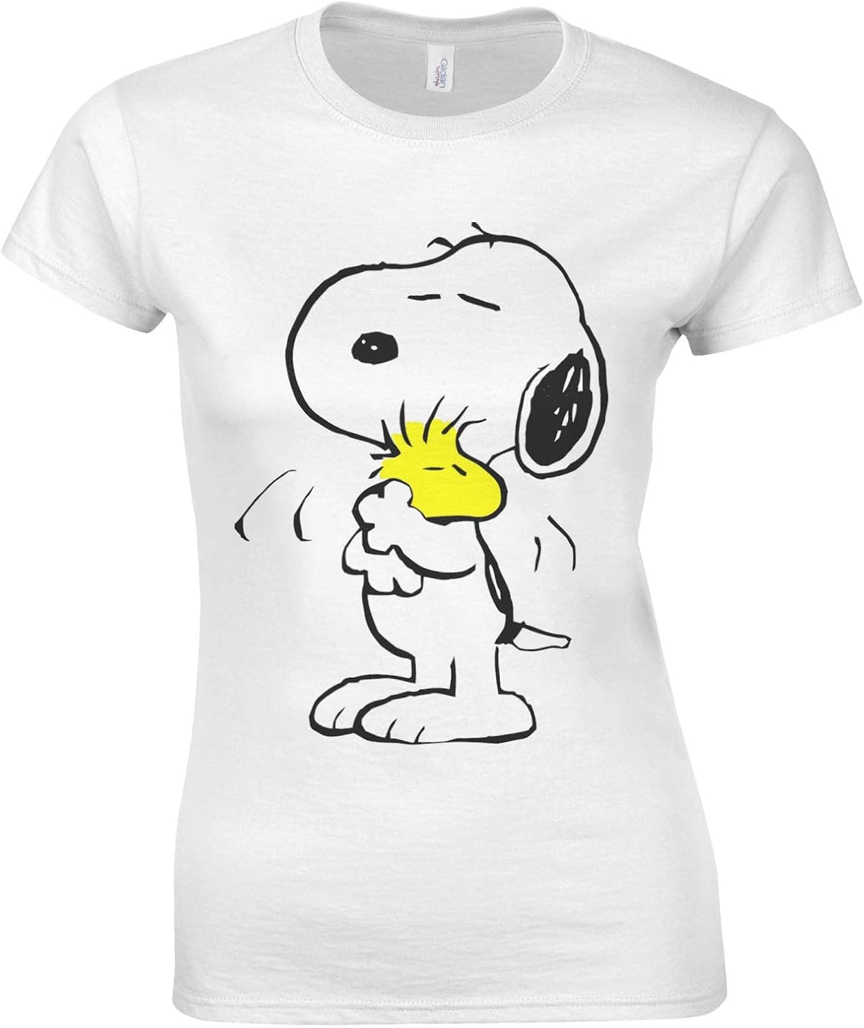Snoopy Peanuts Cartoon Happy Cute White Women T Shirt Top-L