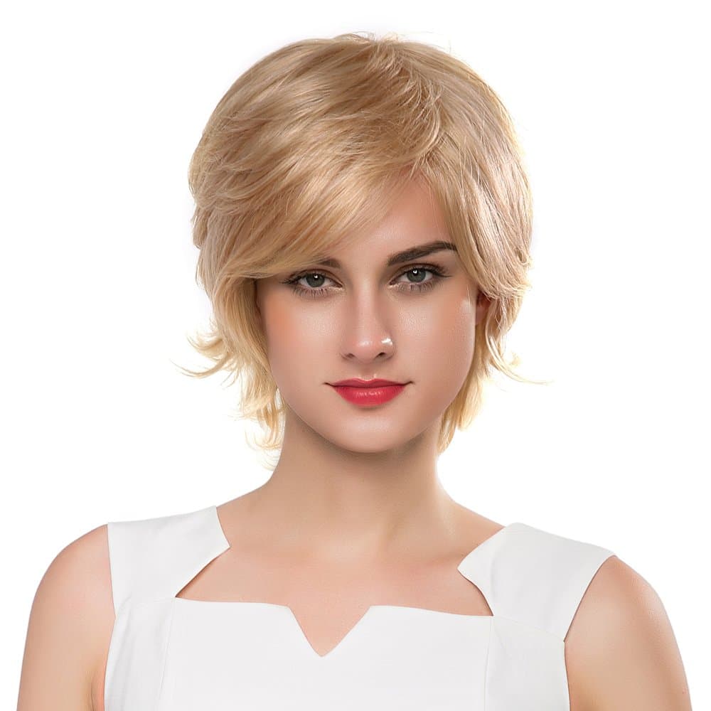 Maysu Charming Short Wigs Layered Wigs for Women Side Bangs Color 18/613