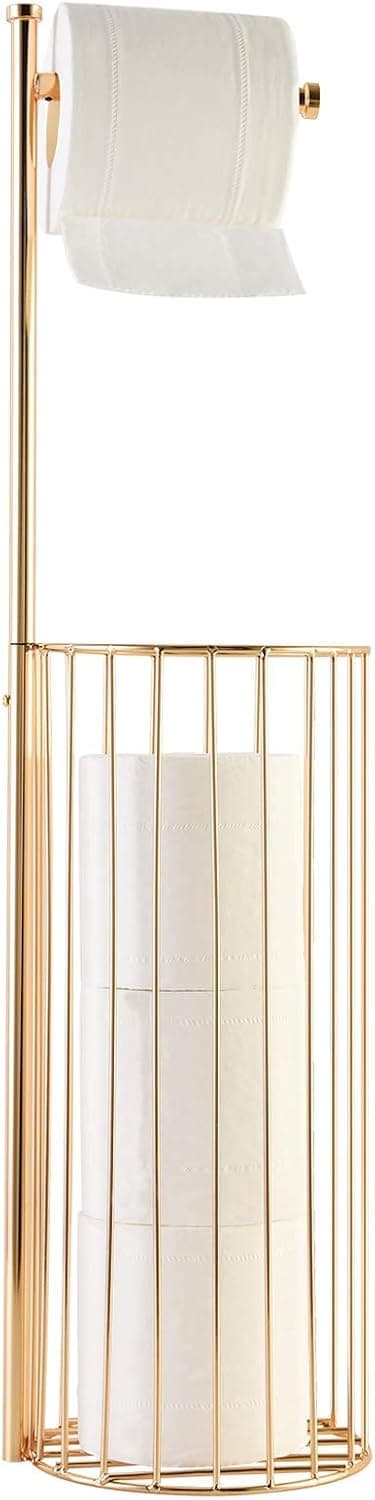 HUANGXIN Toilet Paper Holder Stand Bathroom Tissue Roll Holders Free Standing Storage Shelf for 4 Rolls of Reserve