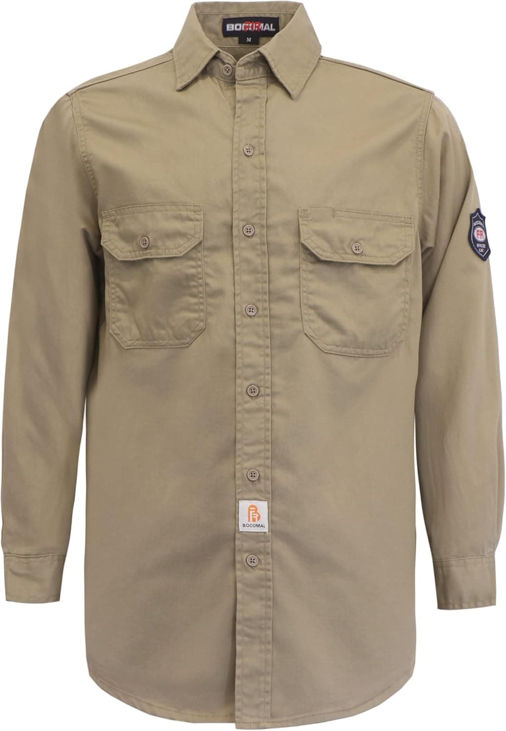 BOCOMAL FR Shirts Flame Resistant 100% C NFPA2112 7.5oz Men's Fire Retardant Welding Shirt
