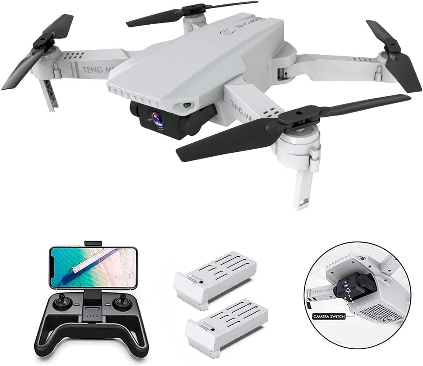 B-Qtech Drone with Dual Camera 4K HD, Self-driving Drone with WiFi 4K High-definition dual camera optical flow, suitable for children and beginners drone