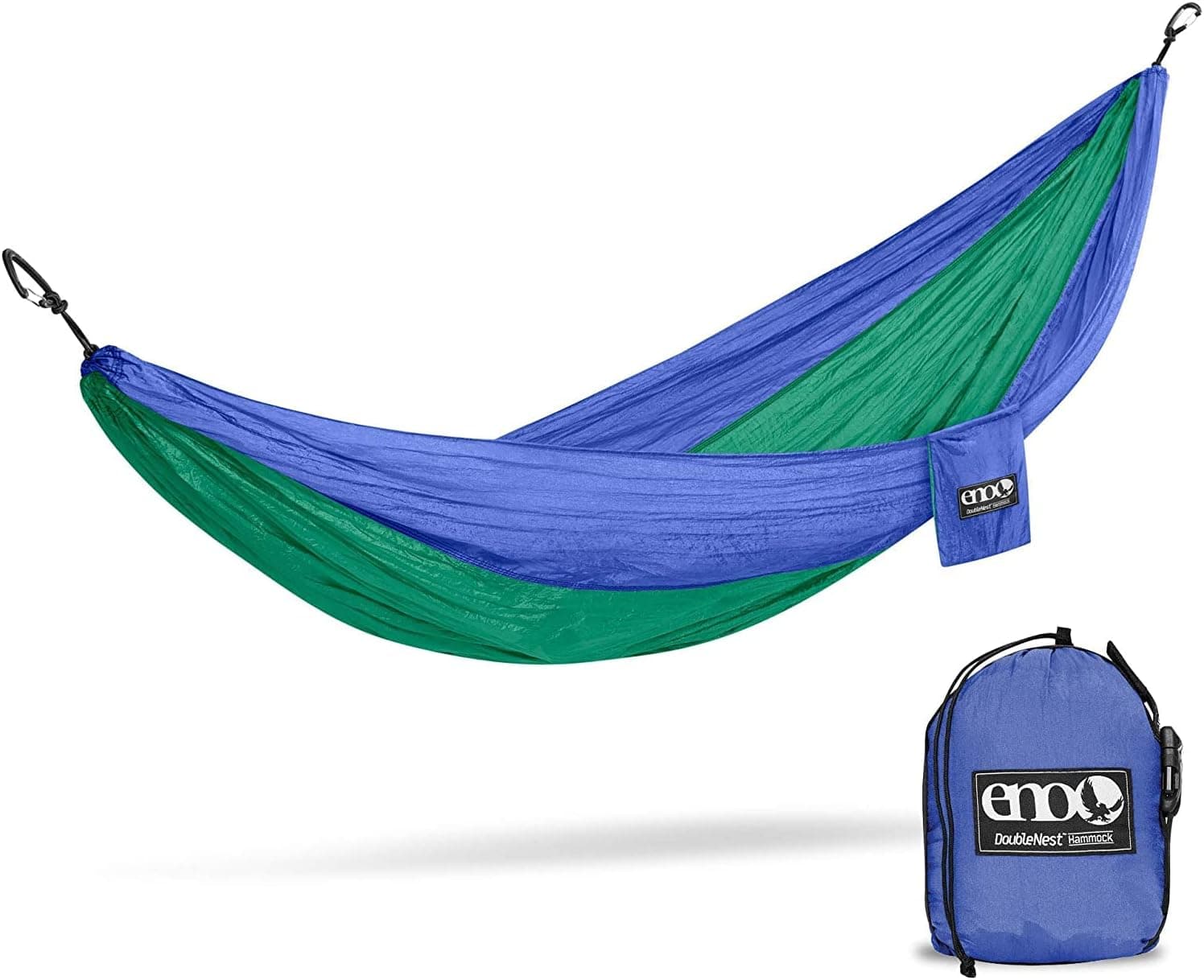 ENO, Eagles Nest Outfitters DoubleNest Lightweight Camping Hammock, 1 to 2 Person, Royal/Emerald