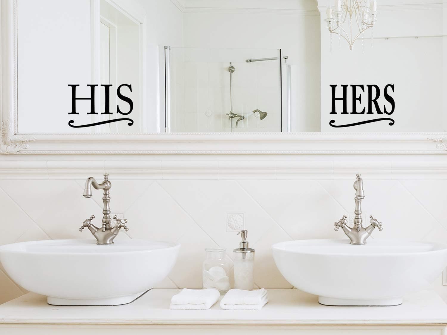 Story of Home LLC His and Hers Bathroom Wall Decal Matte Finish Vinyl Black, White, Grey, Brown, Blue, Pink