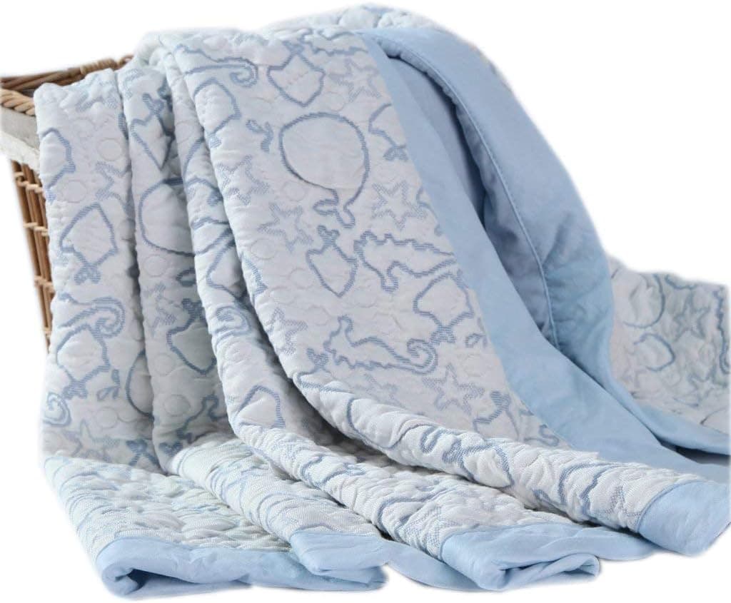 Kingnex Bamboo Muslin Blanket for Baby/Toddler, Ultra Soft Bed Throw Blankets with Ocean Theme Pattern 39x47