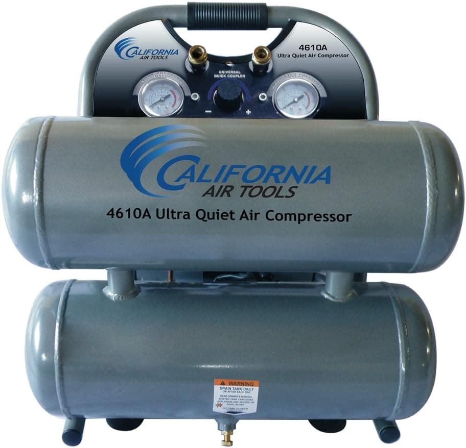 California Air Tools CAT-4610A Ultra Quiet and Oil-Free 1.0 Hp 4.6-Gallon Aluminum Twin Tank Air Compressor