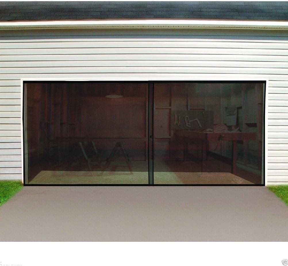 Double Garage Door Screen 16 Ft. W X 7 Ft. H Magnetic Closure Weighted Bottom