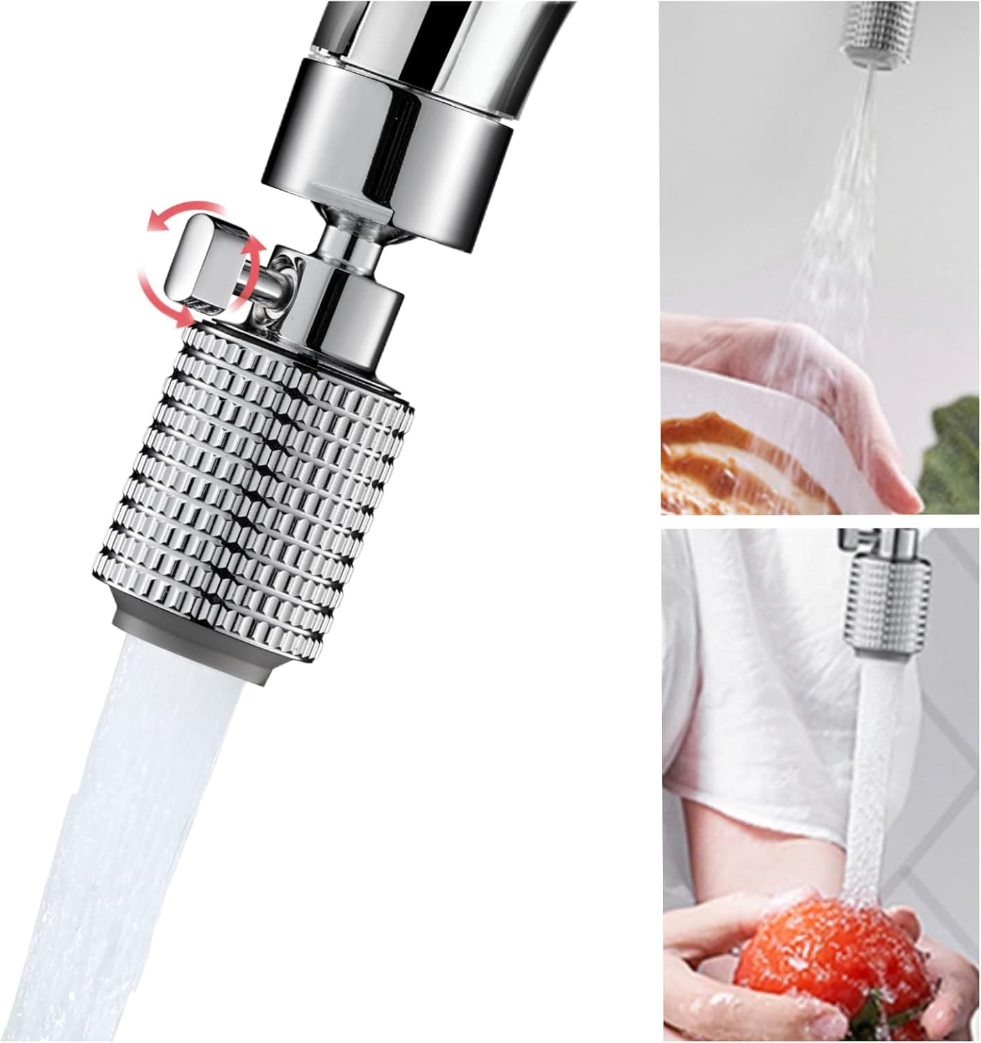 Kitchen Faucet Aerator,Faucet Sprayer Attachment,Swivel Sink Faucet Head Replacement with 2 Spray Models,Swivel Faucet Attachment With Adjustment Knob