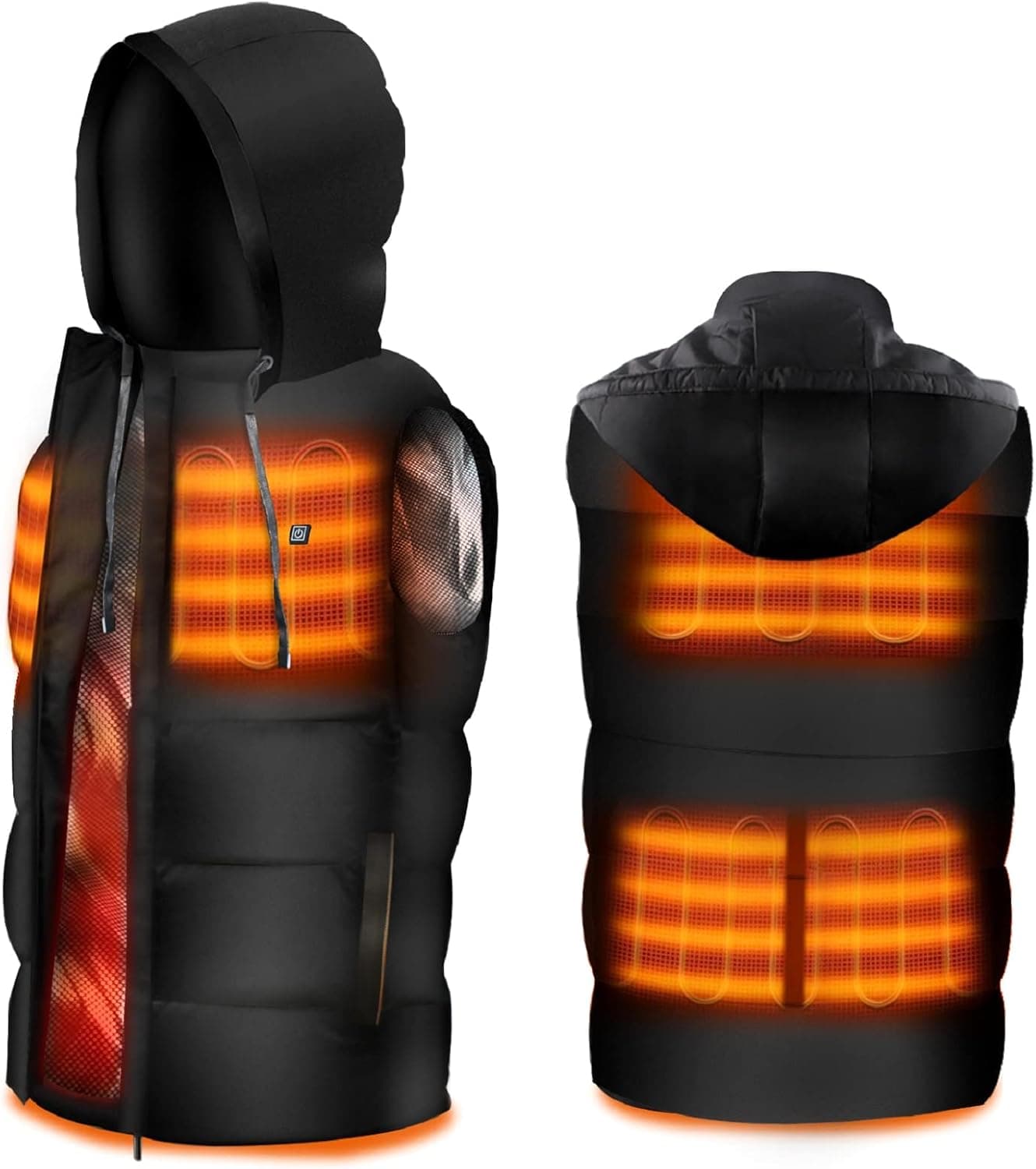 Dr. Prepare Heated Vest, Heated Jacket for Men Women, Upgraded Unisex Lightweight USB Electric Heated Vest with Hood, 3 Heating Levels, 6 Heating Zone