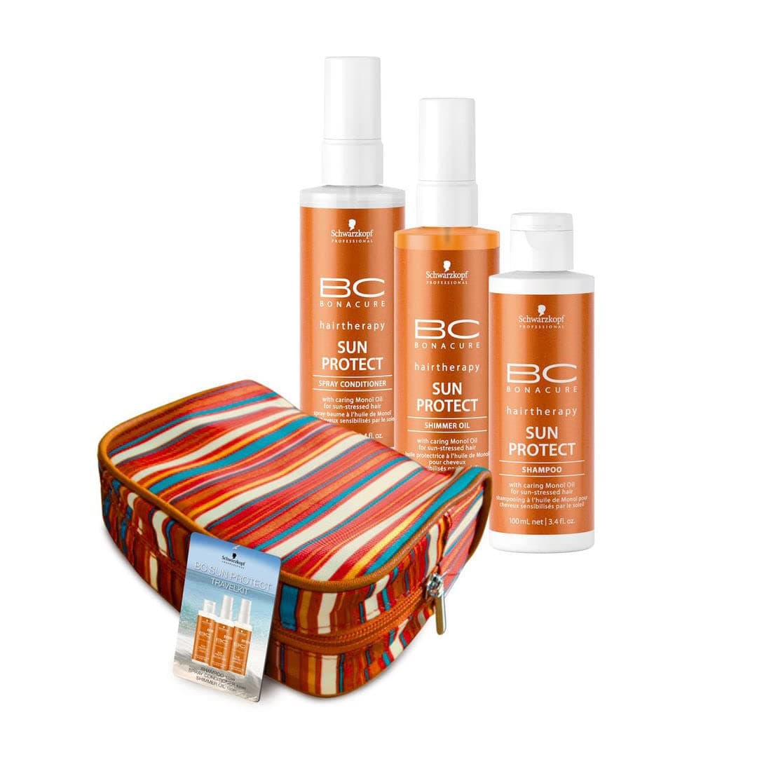 Schwarzkopf BonaCure Sun Protect Travel Kit Shampoo, Spray Conditioner, Oil