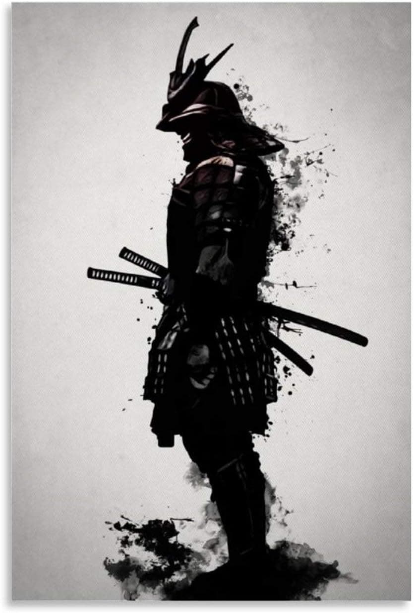 youbao Armored Samurai - Mirrored Canvas Art Poster and Wall Art Picture Print Modern Family Bedroom Decor Posters 24x36inch(60x90cm)
