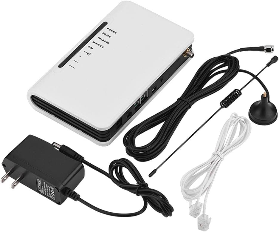 Fixed Wireless Terminal,GSM Gateway 850/900/1800/1900MHz Wireless to Wired Telephone Box GSM 24-Hour Work Can Connect The Phone Box Alarm Recorder Antenna and Power Adapter White(US)