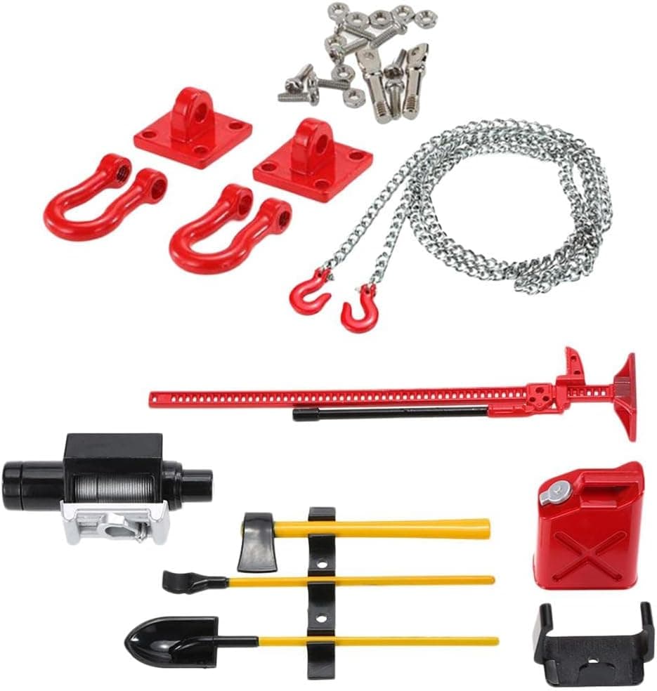MonkeyJack RC Tow Hook Trailer Chain Buckle Bracket w/ Oil Tank Drum for RC4WD D90 D110