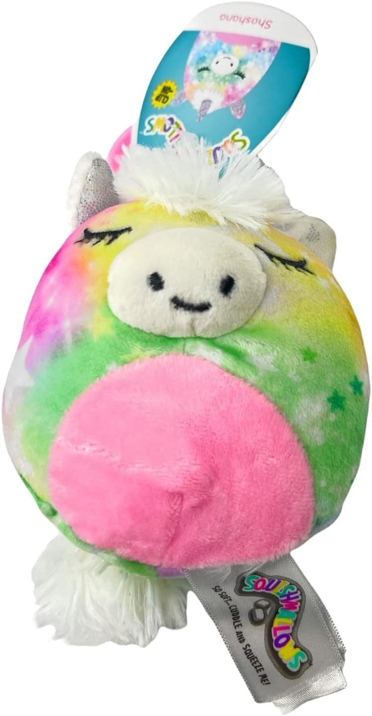 Official KellyToy Squishmallow Clip-on Tie Dye Shoshana The Unicorn 3.5 Super Soft Plush Toy Animal for Backpack or Purse Accessory…