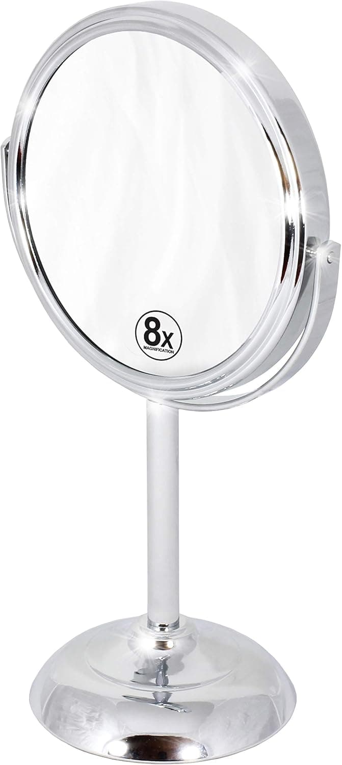 Decobros 6-inch Tabletop Two-Sided Swivel Vanity Mirror with 8X Magnification, Chrome