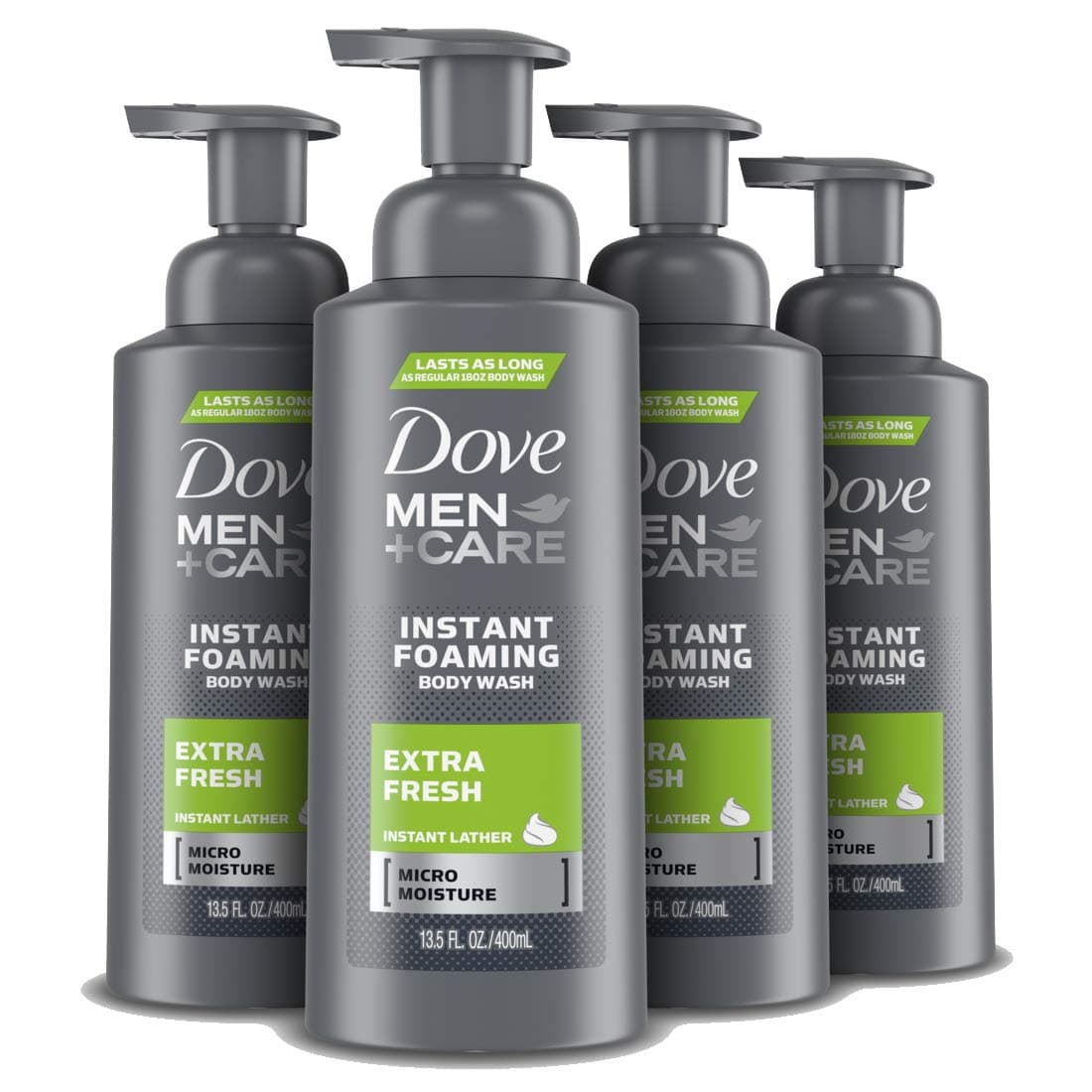 Dove Men+Care Foaming Body Wash to Hydrate Skin Clean Comfort Effectively Washes Away Bacteria While Nourishing Your Skin, 13.5 Ounce (Pack of 4)