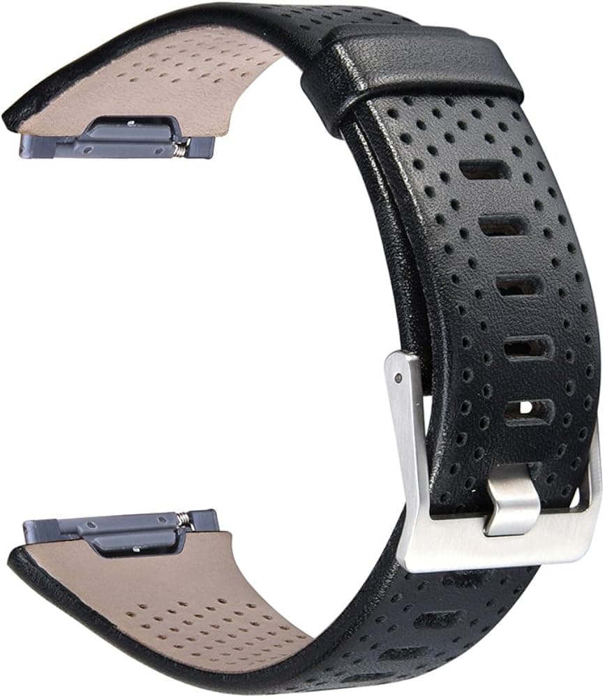 for Fitbit Ionic Watch Band,TOROTOP Genuine Leather Replacement Sports Wristband Band for Fitbit Ionic Fitness,Large and Small for Men Women (Black-Large-Leather)