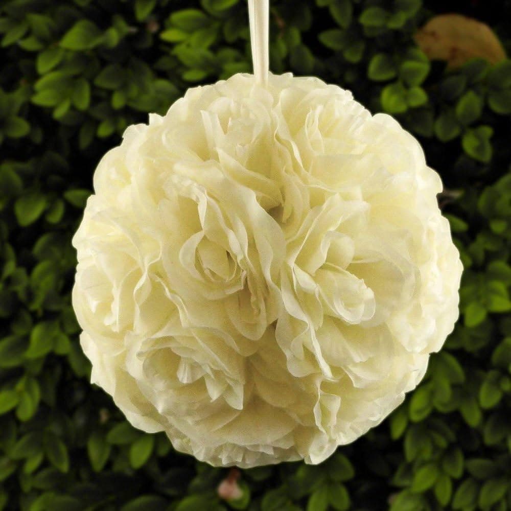 Ben Collection 7" Pomander Flower Kissing Ball Multi Color Home Wedding Decoration (Ivory, 10)