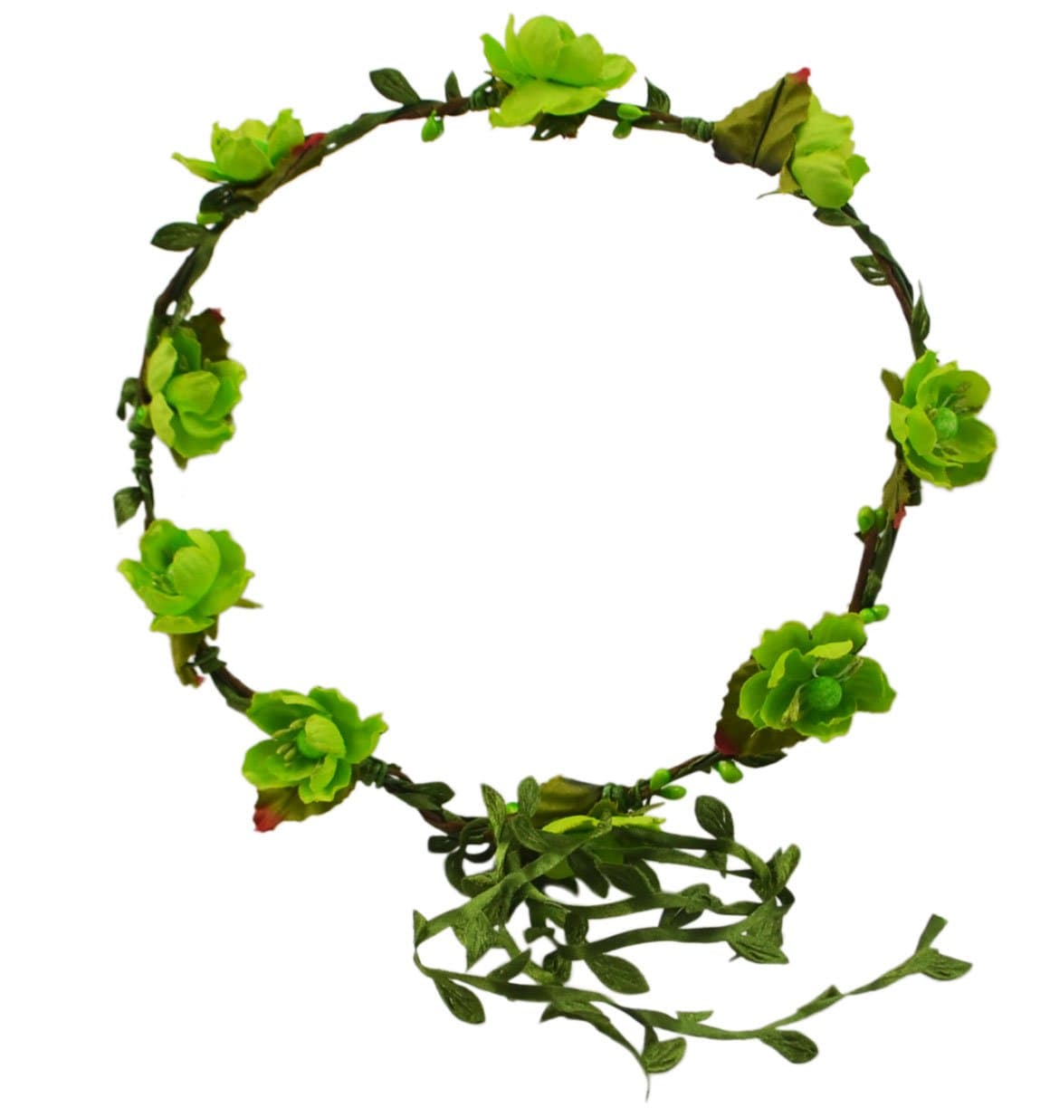 Beautiful Colorful Flowers Wreath Headband Floral Crown Garland Halo for Wedding Festivals FWB1902 (Green)