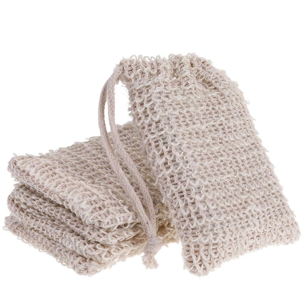 PORTOWN 5 Pack Natural Sisal Soap Bag Exfoliating Soap Saver