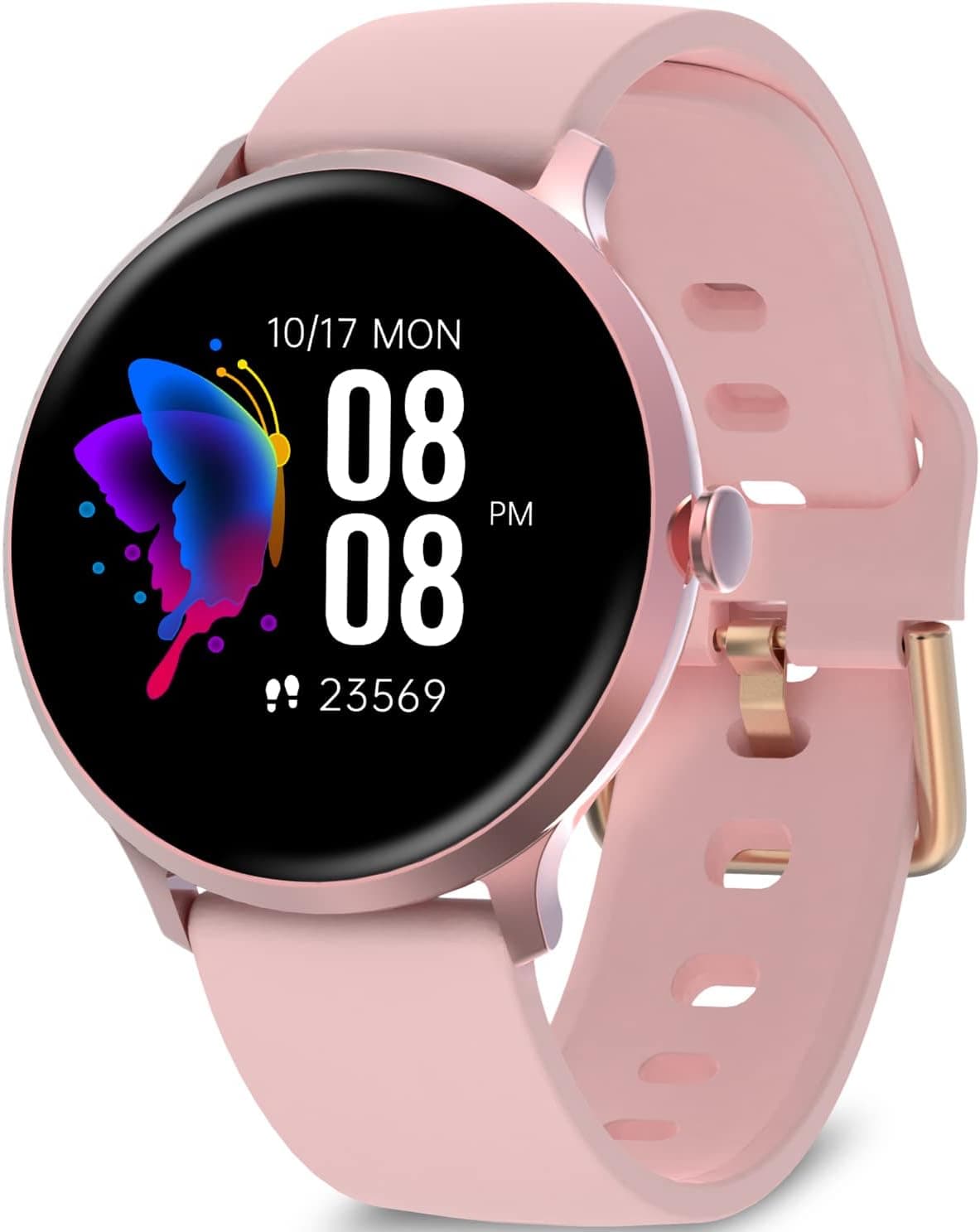 Bebinca W2 Smart Watch for Women Compatible with iPhone Samsung Android Phones, Blood Oxygen, AMOLED HD Screen, Aluminum Case, IP68 Waterproof, Heart Rate and Sleep Monitor, Pink