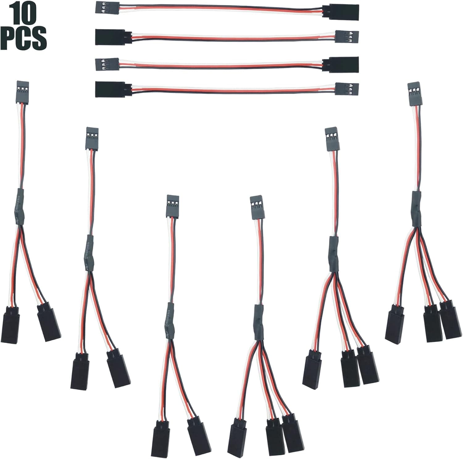 10PCS RC Servo Extension Cable, Servo Y Harness Splitter 3 Pin Connector,150mm JR Male to Female Servo Wire Connectors for RC JR Futaba RC Car Trucks Airplanes Helicopters.