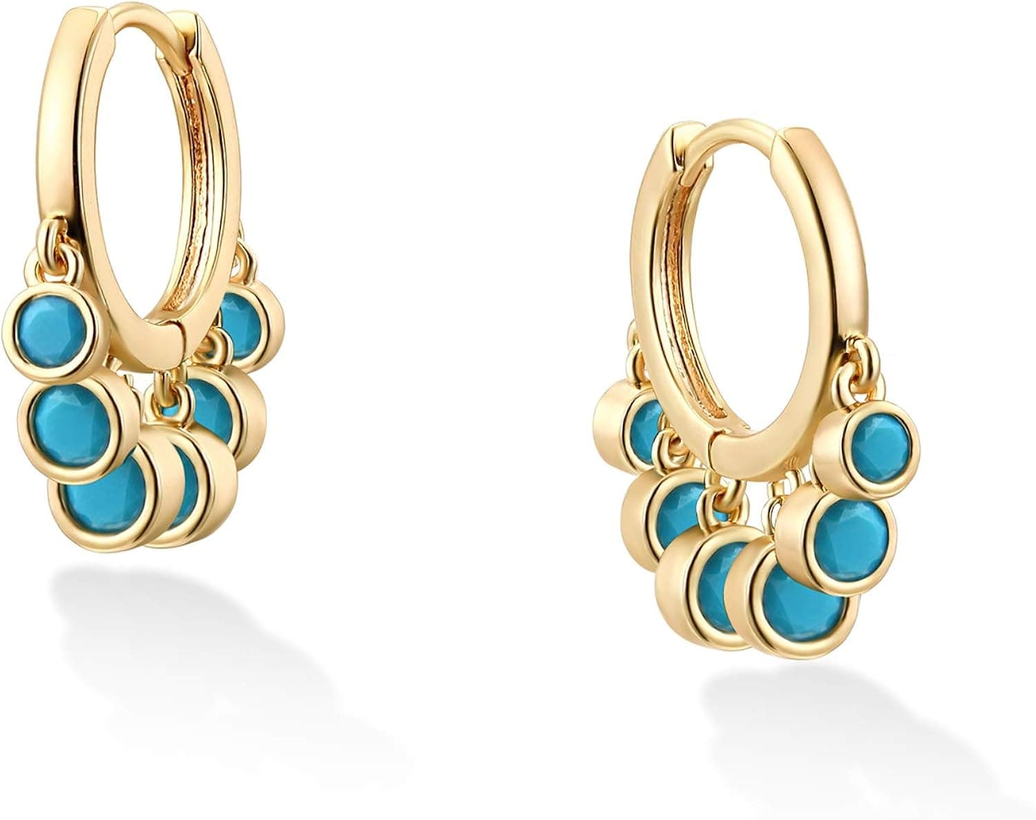 BENEIGE Gold Hoop Earring Dainty 14K Gold Plated Cubic Zircon Flower Sleeper Huggie Dangle Earrings Simple Tassel Star Geometric Jewelry Gift for Women