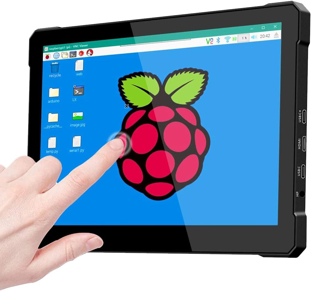 Magedok Raspberry PI Touchscreen, 10.1 Inch Portable Monitor 1920x1200 Portable Computer Display USB-C/Mini HDMI Gaming Monitor with Dual Speakers VESA Holes for Laptop Phone Xbox Switch Mini PC