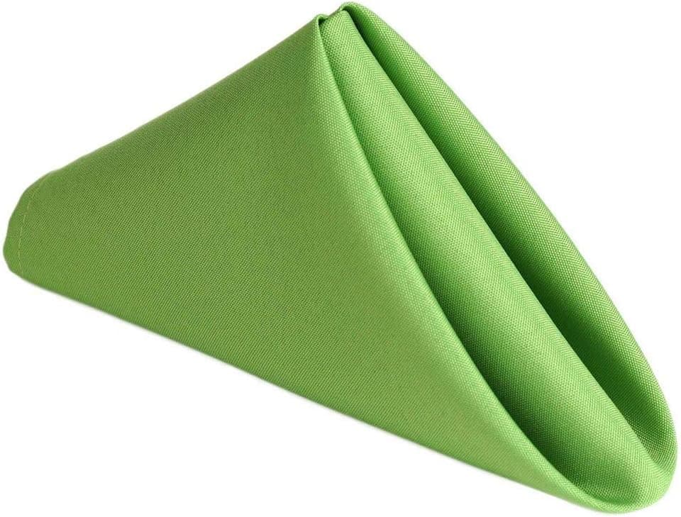 PrimeLyne Premium Polyester Dinner Napkins - 17x17 Stain and Wrinkle Resistant Linen Napkins with Hemmed Edges, Pack of 15 (Apple Green)