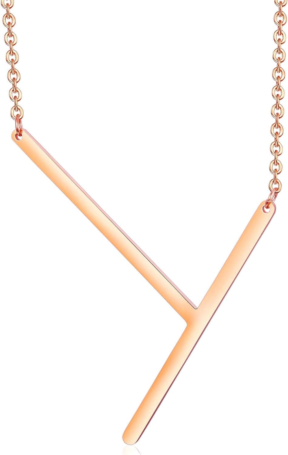 FINREZIO Stainless Steel Large Initial Necklace Rose Gold Plated Big Letter Pendant Necklace for Women Mother from Alphabet 26 A-Z