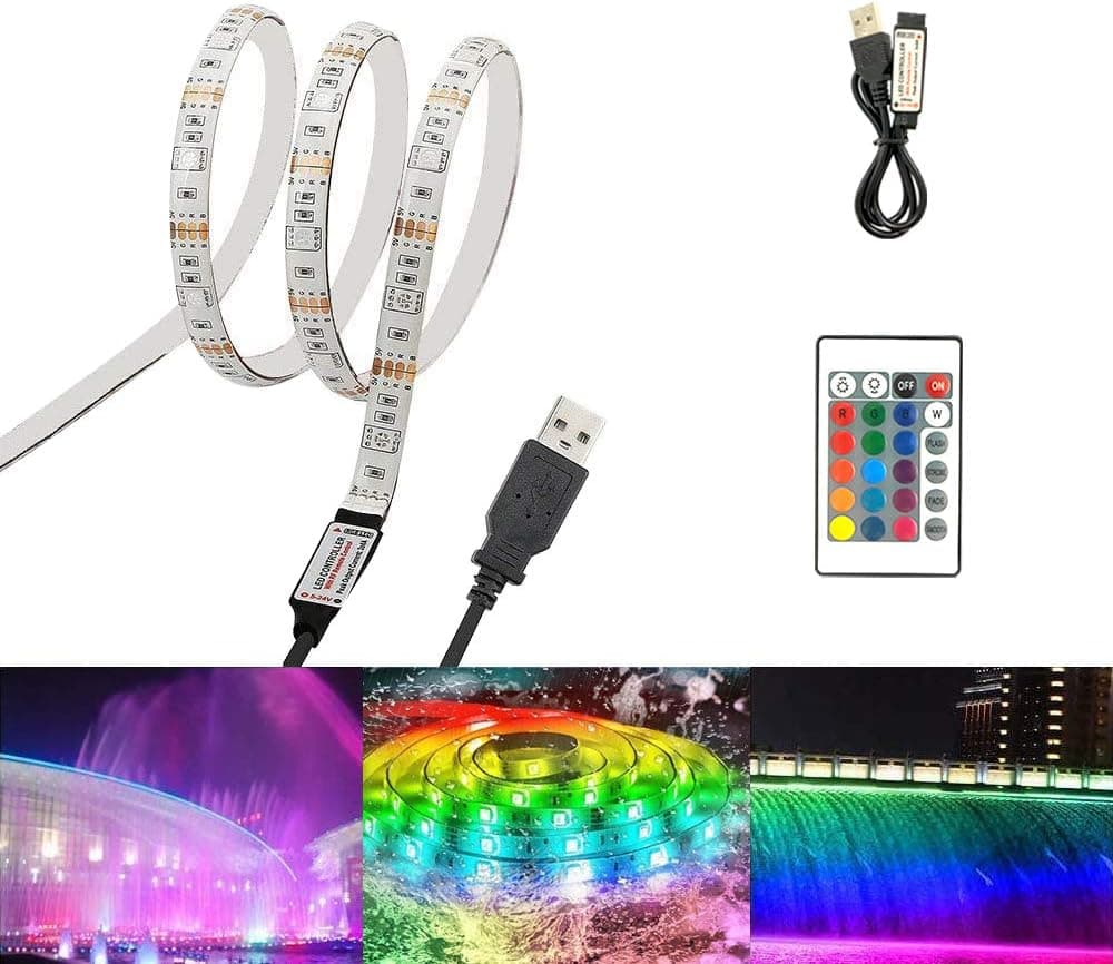 RGB LED 2835 Light bar with 24-Key Remote Control, Suitable for Home Ceiling Light, Kitchen, Bedroom, bar, Bicycle Light Decoration, Multi-Color 2835 Light bar (3.28FT)