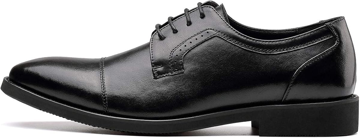 Men's Leather Oxford Dress Shoes Formal Cap Toe Lace Up Modern Shoes