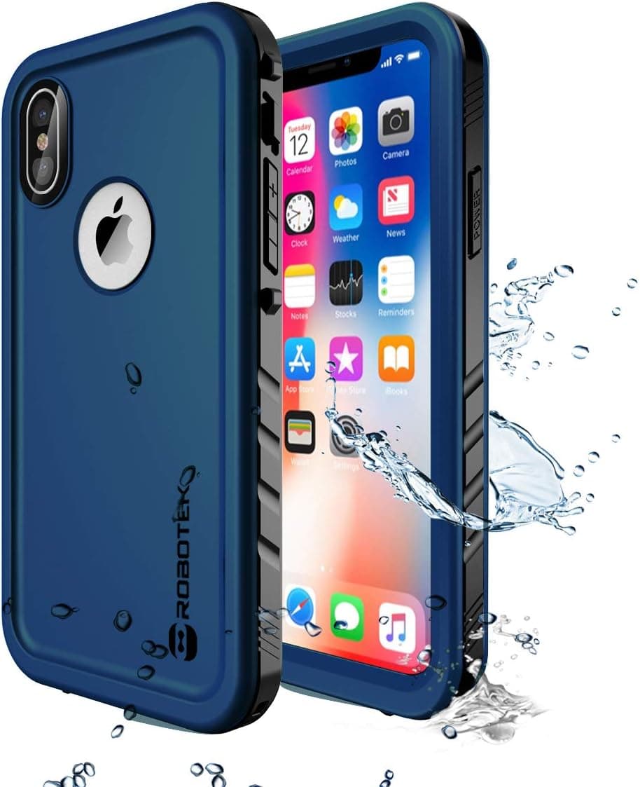 Robotek Impervius iPhone X/XS Waterproof Case | Underwater Full Sealed Cover | Snowproof Shockproof Dirtproof | IP68 Certified with Built-in Screen Protector (Blue)
