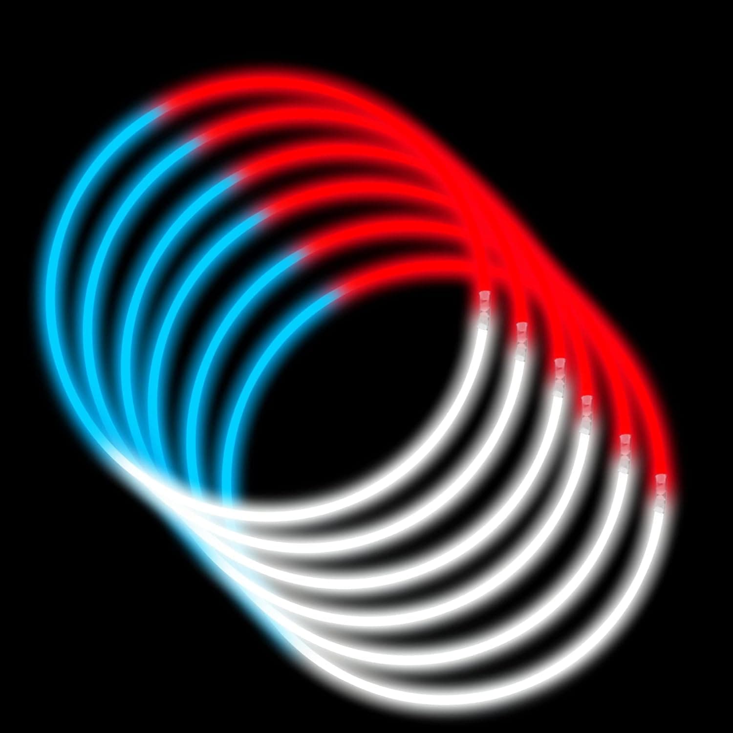 Glow Sticks Bulk 100ct 22'' Glow Necklaces with Connectors, for Patriotic Party Festivals Raves Birthday Wedding, TRI-COL