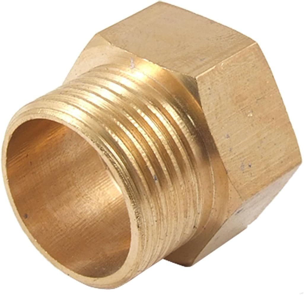 uxcell Brass 3/4 inches to 3/4 inches Hex Bushing Straight Reducer Pipe Connector Adapter