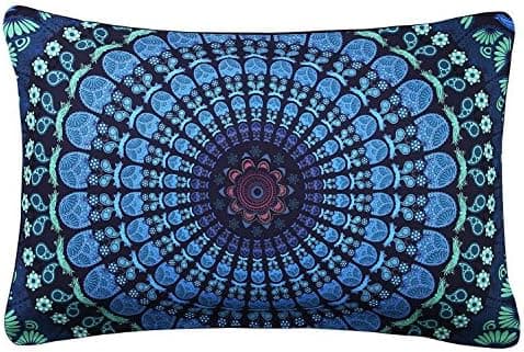 Sleepwish Moonlight Mandala Pillow Case Bohemia Design Dark Blue Decorative Pillowcase Bedding (20 X 30 Inches)