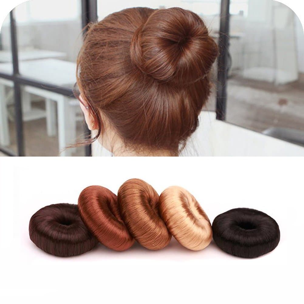 Hair Ring Styler Maker Creator Hot Wig Hair Donut Bun Maker Updo Scrunchie Chignon Bridal Hairpiece Bun Round Chignon for Women Lady Girls (Natural Black)