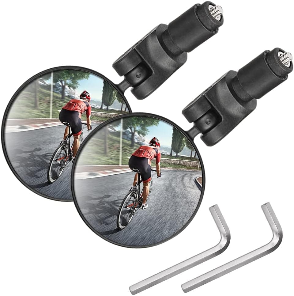 Bike Mirror Handlebar Mount Set of 2, Bicycle Rear View Mirrors, Bicycle Mirrors for Handlebars Convex Bicycle accessories for Mountain Road Bike Helmet Mirrors for Cycling