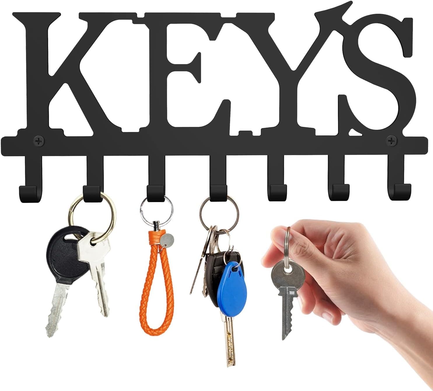 Key Hooks Holder Keys Hanger Organizer for Front Door Home Kitchen Warehouse Home Decor 9.8 inches Black