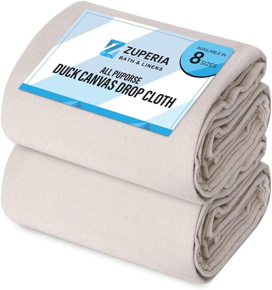 Canvas Drop Cloth for Painting (Size 4 x 25 Feet - Pack of 2) - Pure Cotton Painters Drop Cloth for Painting, Furniture & Floor Protection - All Purpose Thick Canvas tarp with Double Stitched Edges