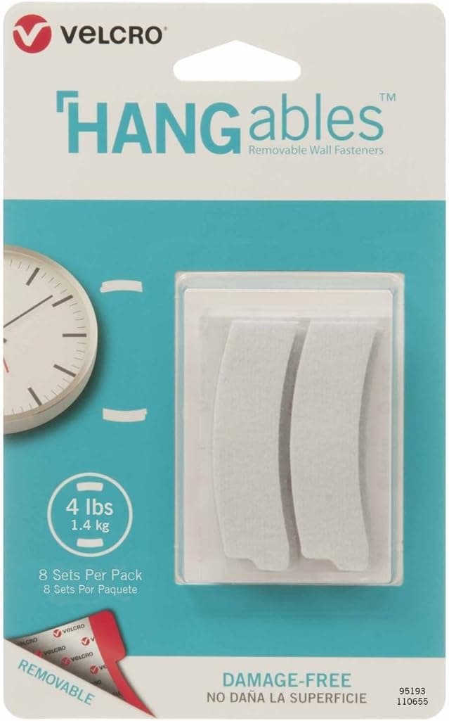VELCRO Brand HANGables | Removable Wall Fasteners | Decorate Without Damaging Your Walls | Hang frames, Create Wall Collages | 8 Sets per Pack | Curves