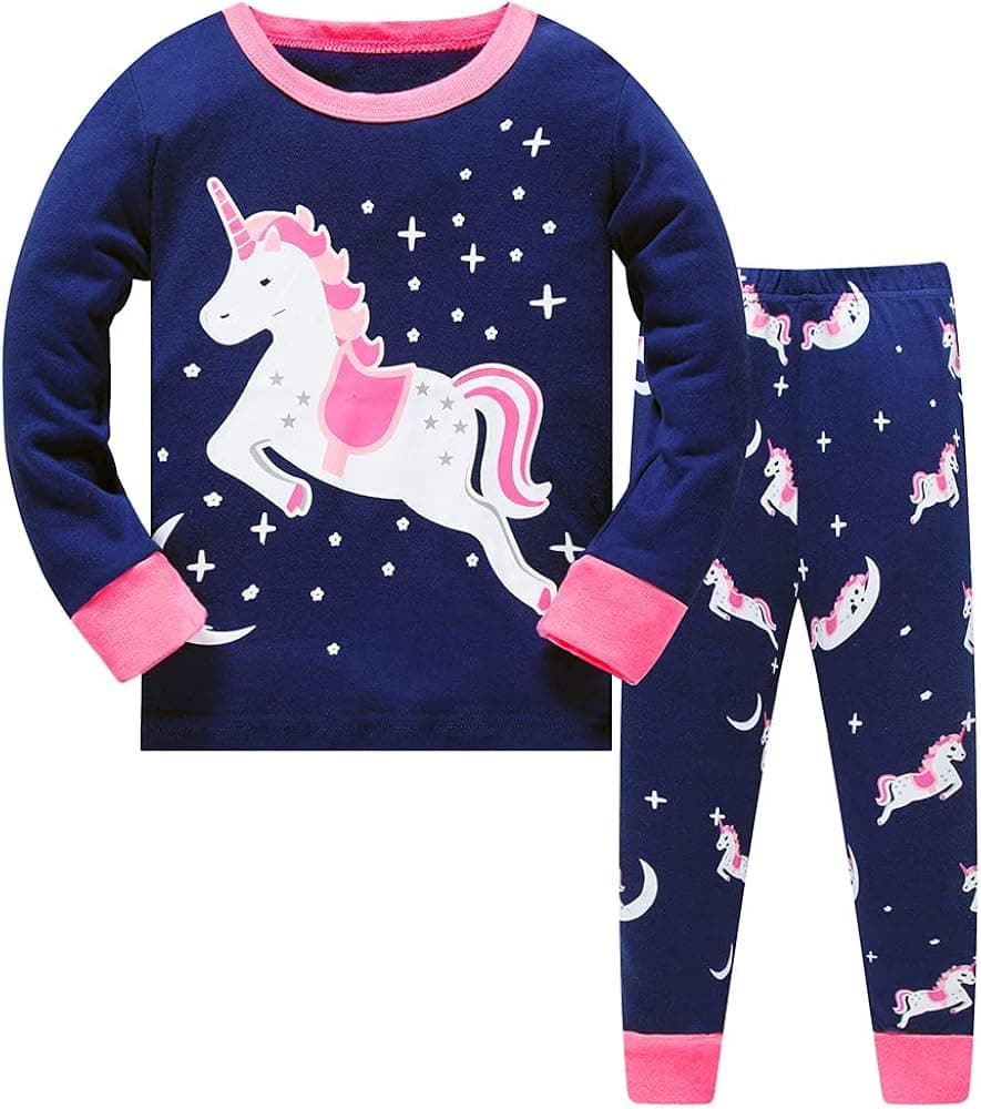 LitBud Toddler Girls Pajamas Unicorn,Sleepwears 2pc Pjs Sets for Kids 2-10 Years