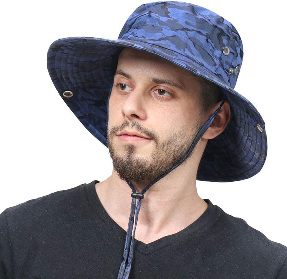CAMOLAND Breathable Wide Brim Boonie Hat Outdoor UPF 50+ Sun Protection Mesh Safari Cap for Travel Fishing