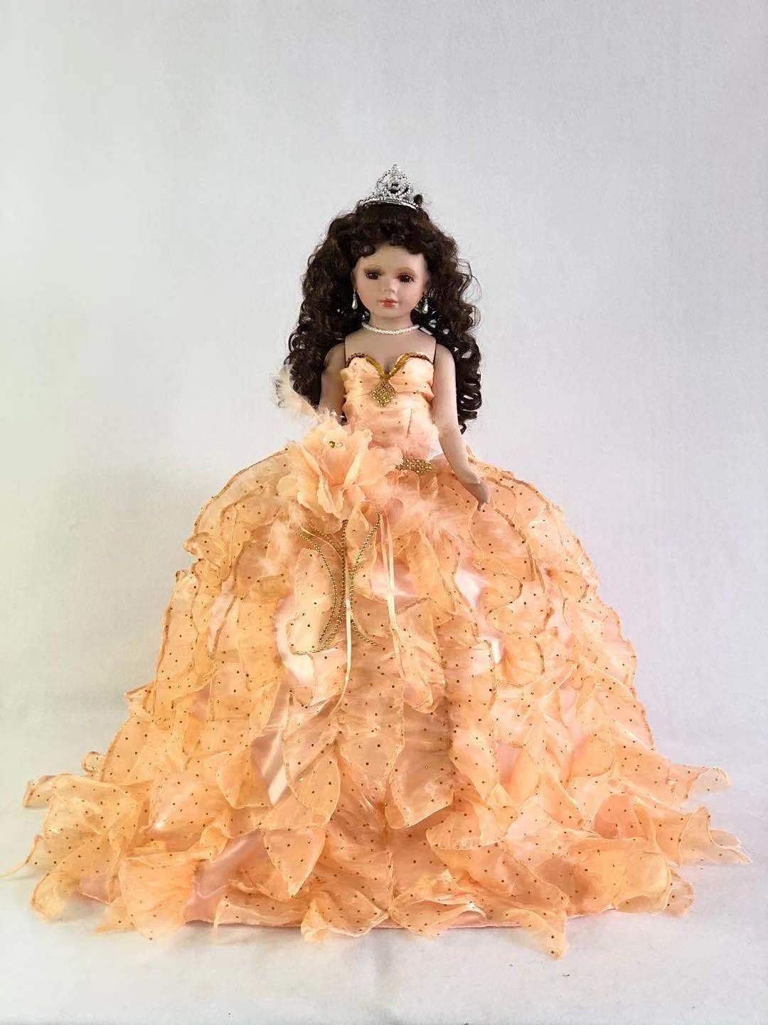 Jmisa 24" Umbrella Porcelain Dolls Quince Anos Peach