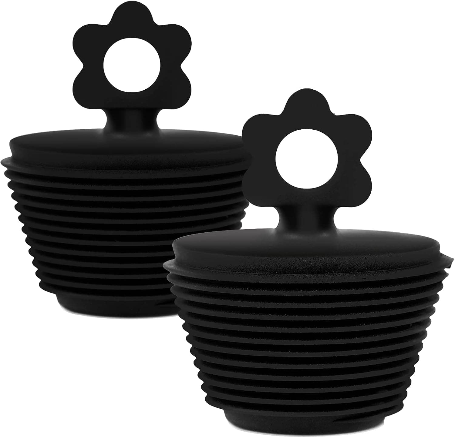 2 Pack Universal Bathtub Plug, Silicone Bathtub Stopper Bathtub Drain Stopper Plug for Kitchen Bathtub Sink Drains (Black)