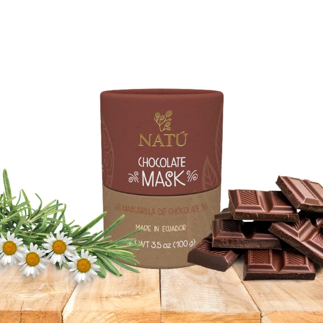 Natu - Natural Chocolate Mask - Deep Moisturizing, Softens Skin, Vanishes Wrinkles and Redness, Anti Aging - 3.5 Oz - 100% Organic Made in Ecuador