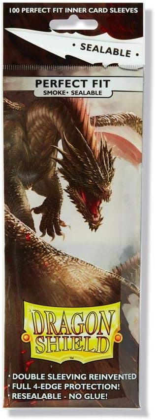 2 Packs Dragon Shield Sealable Inner Sleeve Smoke Standard Size 100 ct Card Sleeves Individual Pack