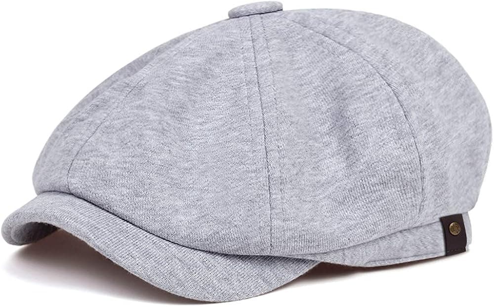 VORON Newsboy hat Men Adjustable Newsboy Cap Cotton Autumn and Winter Driving hat Men's hat Grey
