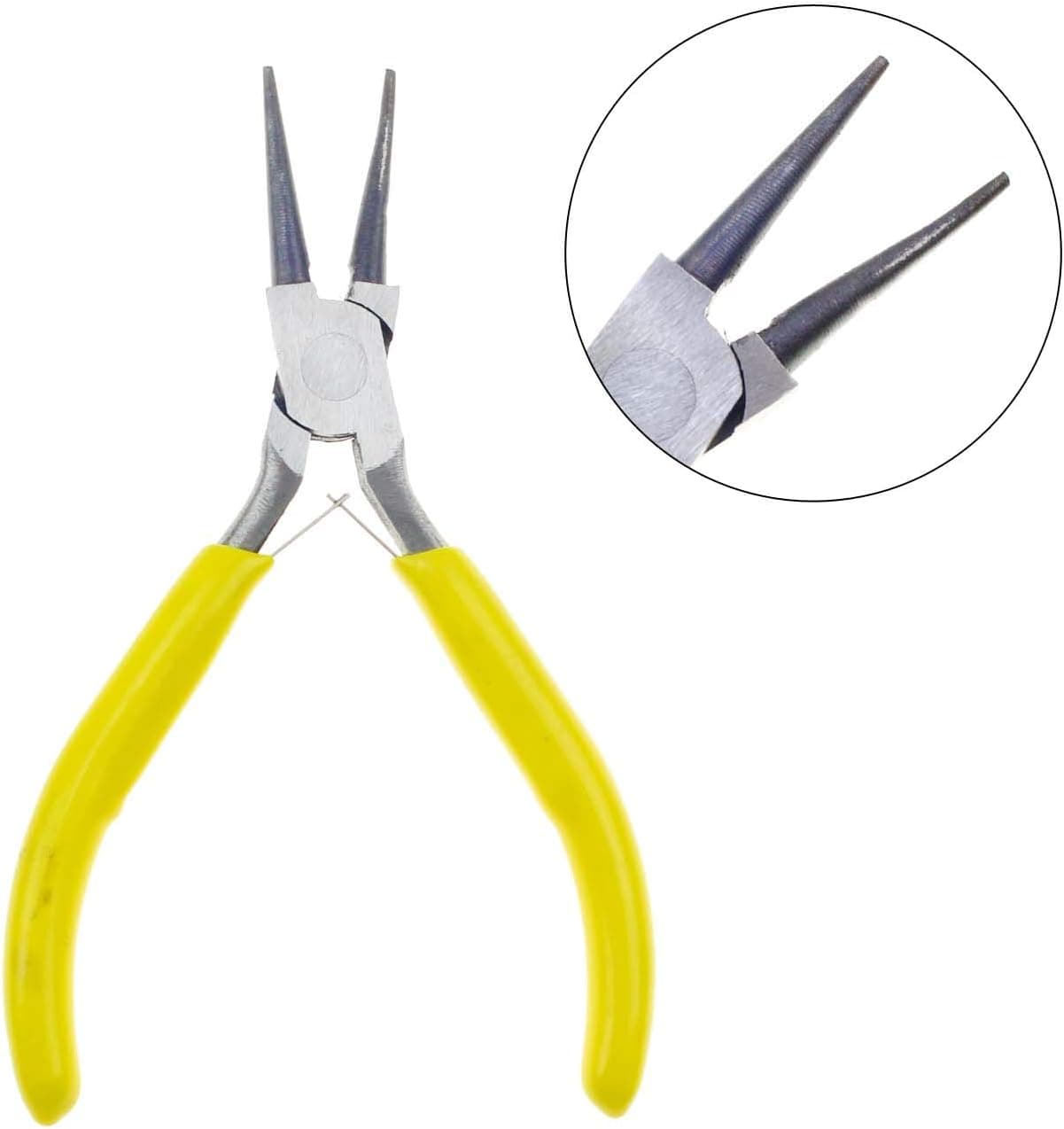 MYKUJA Mini round nose pliers Needle Nose Plier with Mini Wire Cutting Tool 4-3/4 Inch