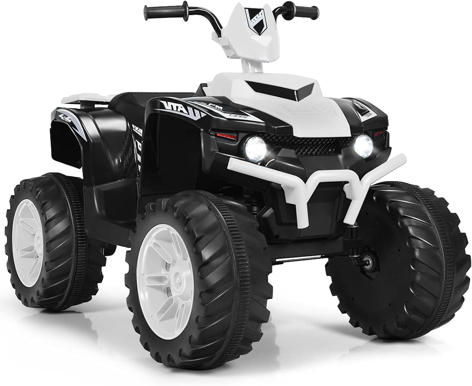 HONEY JOY 12V Ride On ATV, 4-Wheeler Battery Powered Toddler Quad, 2 Speeds, LED Headlights, Slow Start, Horn, Music, Treaded Tires, Electric Ride On Toy for Kids(White)