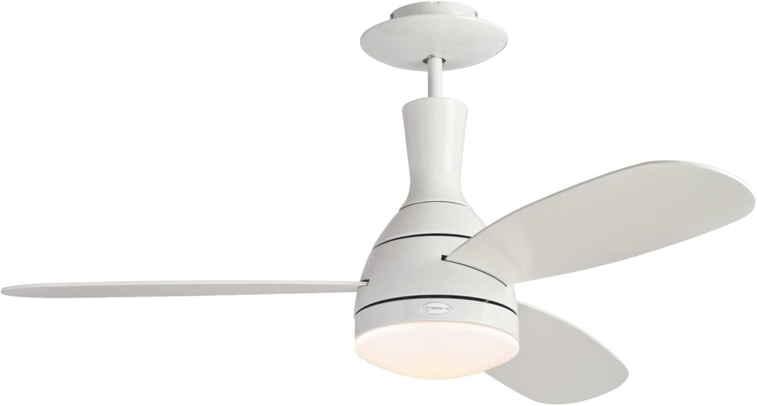 Westinghouse Lighting 7259800 Cumulus One-Light Reversible Three-Blade Indoor Ceiling Fan, 48-Inch, White Finish with Frosted Acid Etched Glass